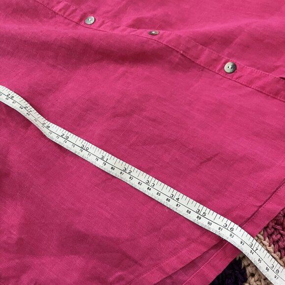 C&C California 100% Linen Shirt Dress Womens L Pink Coastal Preppy - Picture 8 of 8